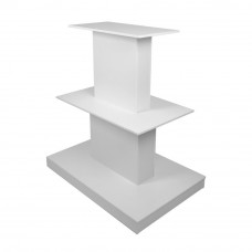 ExTL-80х120-60x100-40х80-130H Экспостенд (с тремя уровнями),Н1300,ЛДСП 16мм,белый шагрень,с колёсами