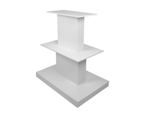 ExTL-80х120-60x100-40х80-130H Экспостенд (с тремя уровнями),Н1300,ЛДСП 16мм,белый шагрень,с колёсами