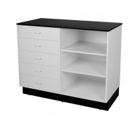 MD12-5dr Прилавок 970х1200х600 черный/белый - 5 ящиков, 2 полки