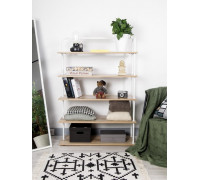 Стеллаж Отрада широкий с 5 полками из ЛДСП, 900х330х1260Н, белый/дуб