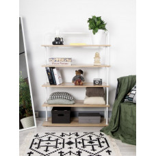 Стеллаж Отрада широкий с 5 полками из ЛДСП, 900х330х1260Н, белый/дуб