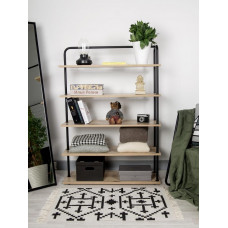 Стеллаж Отрада широкий с 5 полками из ЛДСП, 900х330х1260Н, черный/дуб