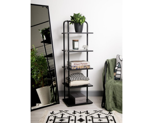 Стеллаж Отрада узкий с 5 полками из ЛДСП, 400х330х1260Н, черный/черный
