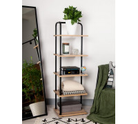 Стеллаж Отрада узкий с 5 полками из ЛДСП, 400х330х1260Н, черный/дуб