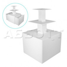 PВTL-144-406090-2D Стол-пирамида Н1440,полки400х400,600х600,900х900,ЛДСП 16мм,бел.ш.2ящ.мал.колеса