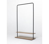 Вешалка напольная Отрада с двумя полками для обуви из ЛДСП, 910х330х1500Н, белая/дуб