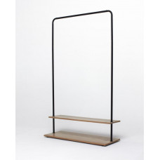 Вешалка напольная Отрада с двумя полками для обуви из ЛДСП, 910х330х1500Н, белая/дуб