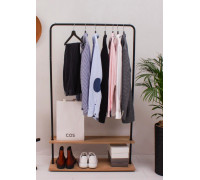 Вешалка напольная Отрада с двумя полками для обуви из ЛДСП, 910х330х1500Н, черная/дуб