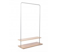 Вешалка напольная Отрада с двумя полками для обуви из ЛДСП, 910х330х1500Н, серая/дуб