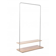 Вешалка напольная Отрада с двумя полками для обуви из ЛДСП, 910х330х1500Н, серая/дуб