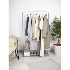 Вешалка напольная Отрада с полкой для обуви из ЛДСП, 920х330х1500H, серый/серый