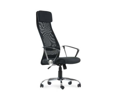Кресло Barneo K-116 для персонала черная ткань, черная сетка, газлифт 3кл