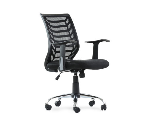 Кресло Barneo K-138 для персонала черная ткань черная сетка, газлифт 3кл
