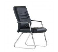 Кресло Barneo K-25 для посетителей и переговорных, хром, черная кожа