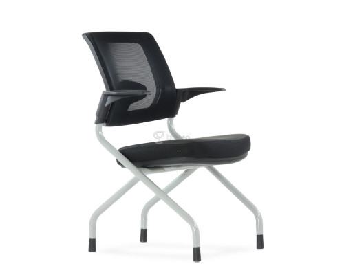 Кресло Barneo K-27 для конференц зала стопируемый ткань сетка черная спинка черная