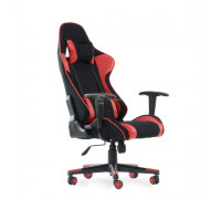 Кресло Barneo K-50 черная сетка красные вставки, газлифт 3кл, реклайнер игровое