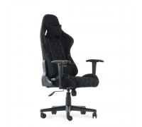 Кресло Barneo K-51 черная ткань черные вставки, газлифт 3кл, реклайнер игровое