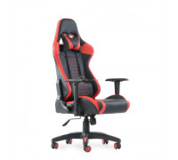 Кресло Barneo K-53 черная сетка красные вставки, газлифт 3кл, реклайнер игровое
