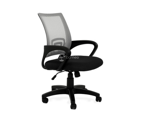Кресло Barneo K-695 черная ткань, серая сетка, газлифт 3кл
