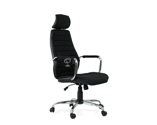 Кресло Barneo K-90 черная тканьчерная кожа, газлифт 3кл
