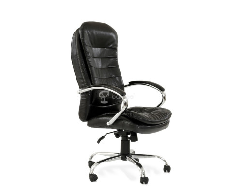 Кресло Barneo K-9950 черная глянцевая кожа, газлифт 3кл