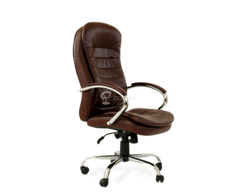 Кресло Barneo K-9950 коричневая глянцевая кожа, газлифт 3кл