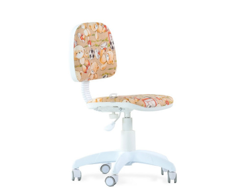 Кресло Форум детское белый пластик ткань мишкабежевое без подлокотников ALN