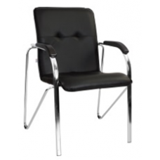 Стул Samba кожзам чёрный хром деревянные подлокотники