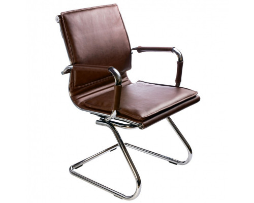 Кресло Бюрократ Ch-993-Low-V коричневый искусственная кожа низк.спин. полозья металл хром