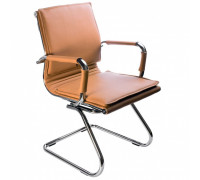 Кресло Бюрократ Ch-993-Low-V светло-коричневый искусственная кожа низк.спин. полозья металл хром