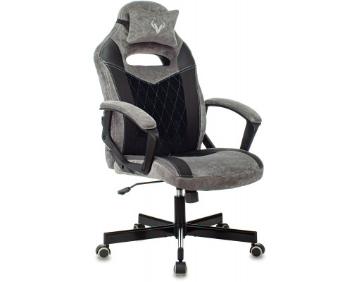 Кресло игровое Zombie VIKING 6 KNIGHT Fabric серый/черный с подголов. крестовина металл