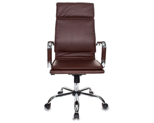 Кресло руководителя Бюрократ Ch-993 коричневый искусственная кожа крестовина металл хром