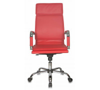 Кресло руководителя Бюрократ CH-993 красный искусственная кожа крестовина металл хром