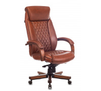 Кресло руководителя Бюрократ T-9924WALNUT светло-коричневый Leather Eichel кожа крестовина металл/дерево