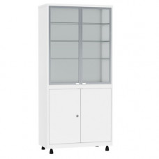 Шкаф 2-ух створчатый ШМС-2-А-Р стекло/металл в алюминиевой раме с регулируемыми опорами