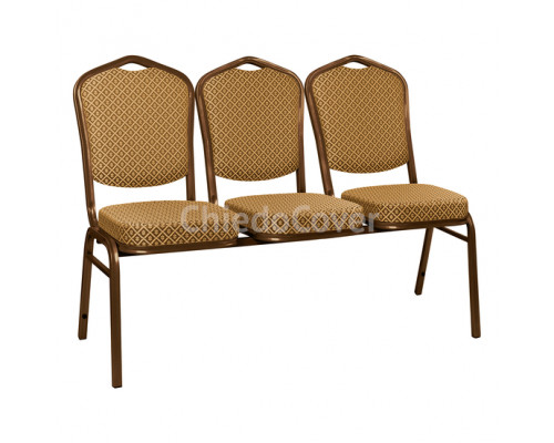 Секция из 3 стульев Хит - коричневый, ромб коричневый