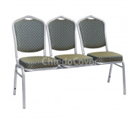 Секция из 3 стульев Хит - серебро, ромб синий