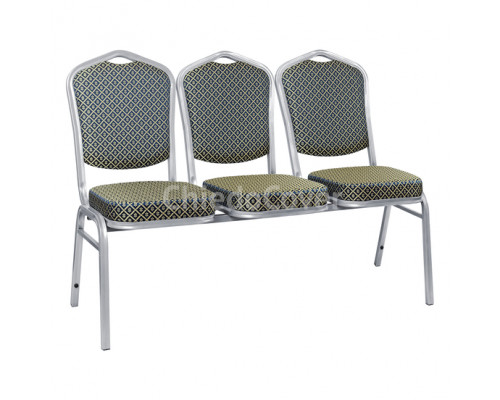 Секция из 3 стульев Хит - серебро, ромб синий