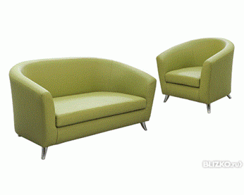 Набор офисный диван и кресло Арт в оливковом цвете диван и кресло