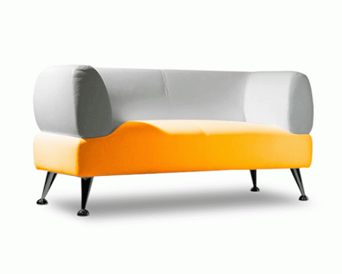 Офисный диван Вояж двухместный 150*75*80 см белый/желтый