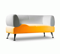 Офисный диван Вояж трехместный 200*75*80 см белый/желтый