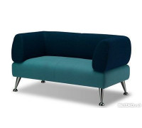 Офисный диван Вояж трехместный 200*75*80 см голубой/черный