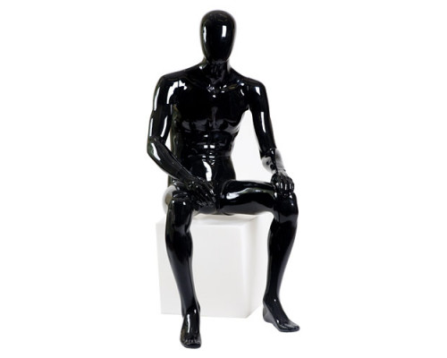 Glance 10 Манекен мужской, сидячий, черный глянец