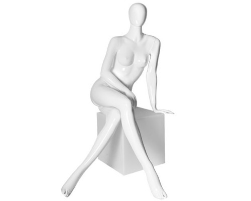 Glance 15 Манекен женский, сидячий, белый глянец
