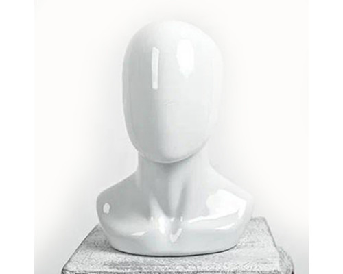 Jason-NF Манекен головы мужской (без лица), белый глянец