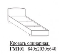 ГМ101 Кровать одинарная 840х2030х640мм