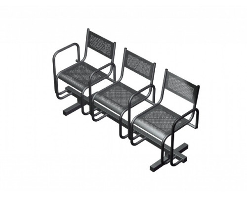 Секция перфорированная СП2.113 из 3-х стульев с подлокотниками