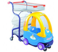 Тележка-автомобильчик для супермаркета STC03-BY 128*58*108 см корзина для покупок и две полки