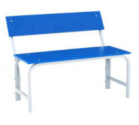 Скамья гардеробная со спинкой 1000 (ЛДСП) красный/синий