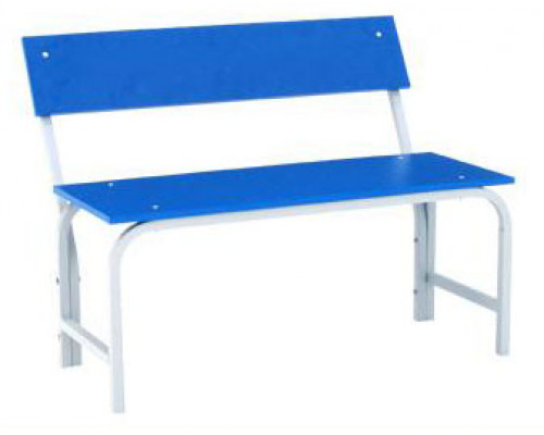 Скамья гардеробная со спинкой 1000 (ЛДСП) красный/синий